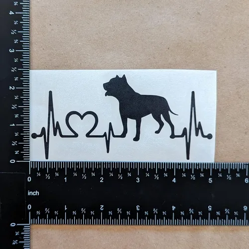 Vista 7 de Paquete de 4 calcomanías de Pitbull: Love-a-Bull, latido del corazón de Pitbull, corazón de American Pit Bull Terrier, calcomanías detalladas