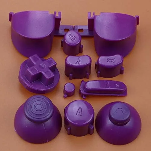 Vista 2 de Botones completos 11 en 1 ABXYZ Botón Pulgar Tapa Joystick Dpad Botones para Nintedno Gamecube NGC Constroller (B-Púrpura)