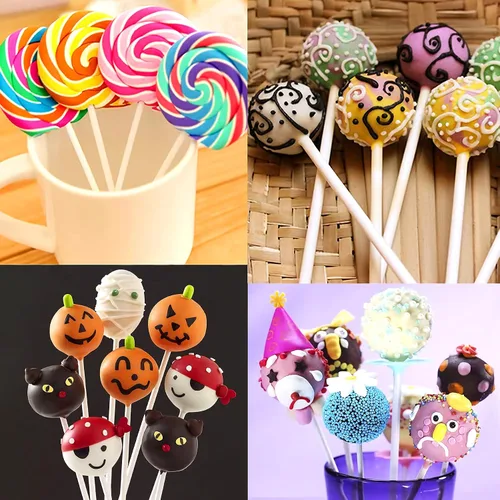 Vista 7 de Kit para hacer pasteles de 6 pulgadas, 100 palitos para tartas, 100 bolsas para tartas y 100 lazos multicolores, 300 paquetes de herramientas
