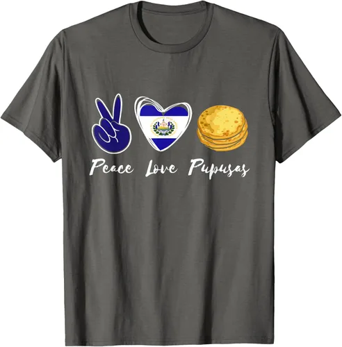 Vista 89 de Pupusas Lover Love Peace El Salvadaor Camiseta Comida Salvadoreña