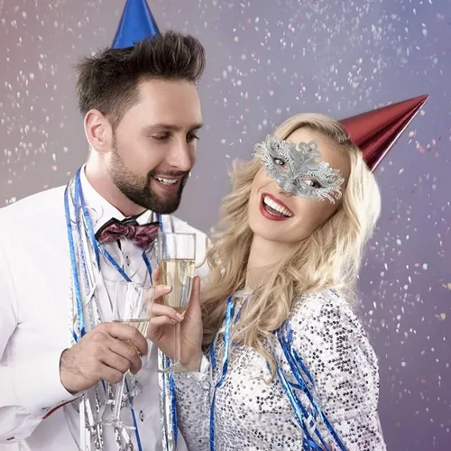Vista 6 de Máscara de mascarada para mujer, máscara de metal de Halloween, fiesta veneciana, apta para fiestas de disfraces, baile de graduación, Mardi