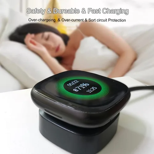 Vista 4 de Magnetismo fuerte compatible con cargador Fitbit Versa 3/4/Sense 1 2, cable de soporte de base de carga de repuesto para reloj inteligente
