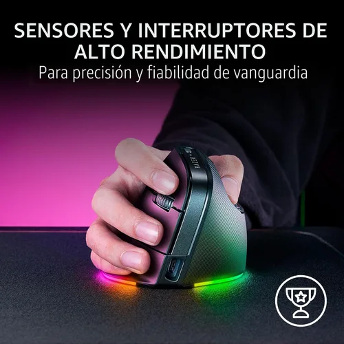Vista 7 de Ratón Inalámbrico Vertical Razer Pro Click V2: Diseño Ergonómico de 6 Botones - Comando AI de Un Clic - Compatible con Windows y Mac - Conectividad