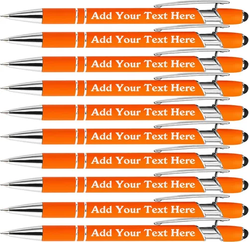 Vista 31 de Bolígrafos personalizados a granel grabados personalizados con punta de lápiz capacitivo, bolígrafos personalizados de tinta negra, regalos