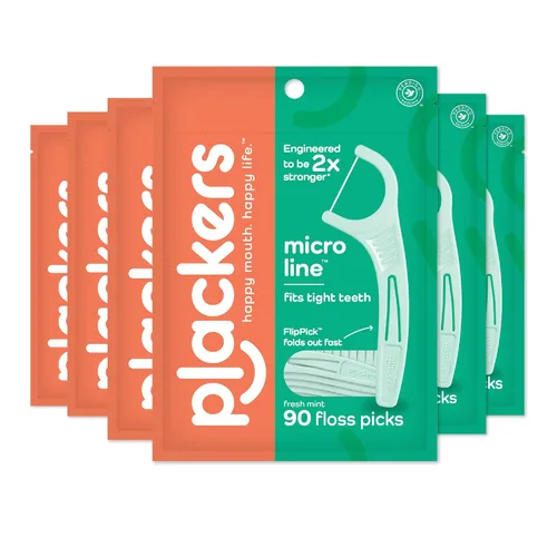 Vista 12 de Plackers Micro Mint - Púas de hilo dental, 90 unidades, paquete de 3