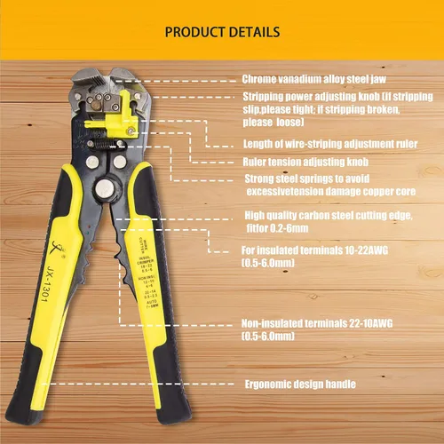 Vista 2 de Kotto Kit de herramientas de pelacables y alicates de corte autoajustables de 8 pulgadas con bolsa de almacenamiento