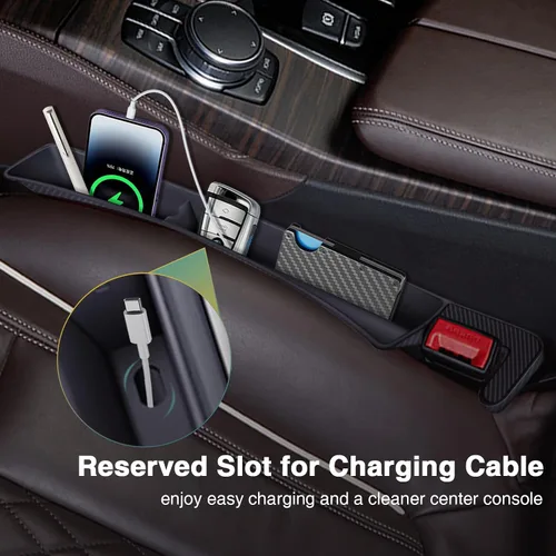 Vista 2 de Organizador Relleno de Espacio de Asiento de Coche, Paquete de 2 Organizador de Asiento Delantero - Ajuste Universal para SUV, Camioneta, Caja