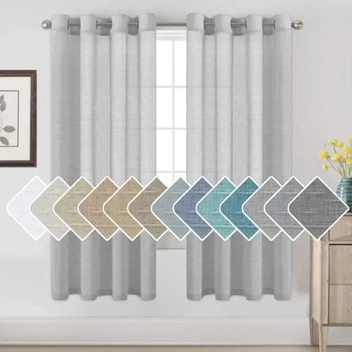 Vista 44 de H.VERSAILTEX Cortinas de lino de mezcla natural para sala de estar/cortinas de lino semitransparentes reductoras de luz de 54 pulgadas de largo