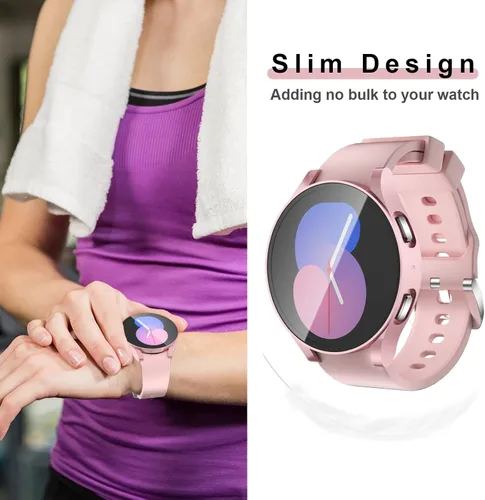 Vista 6 de [Paquete de 2] Funda compatible con Samsung Galaxy Watch 5/Galaxy Watch 4 de 1.732 pulgadas con protector de pantalla, carcasa protectora completa