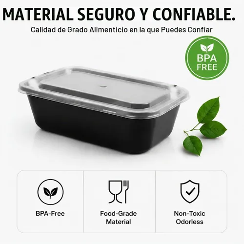 Vista 5 de Recipientes pequeños de 12 onzas con tapas, paquete de 50 recipientes