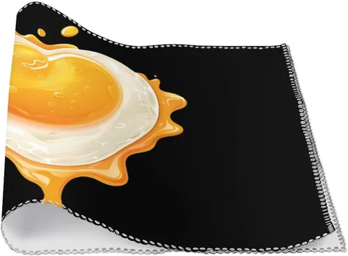 Vista 3 de Fried Egg Heart Placemats Set of 6 Resistant Table Mats Washable Place Mats for Dinner Party Table Decoration