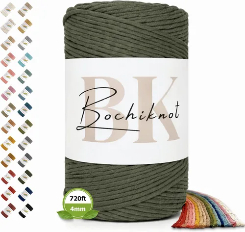 Vista 14 de BOCHIKNOT Cordón de macramé de 3 mm x 302 m - Cordón de macramé de hebra única para colgantes de pared, perchas de plantas - Cordón de macramé de 3