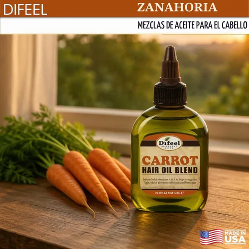 Vista 3 de Difeel Mezcla de aceite de zanahoria para el cabello, tamaño de viaje, 2.5 onzas. Carrot
