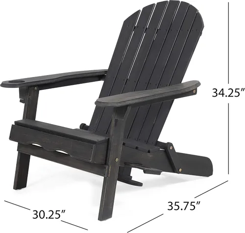 Vista 3 de Christopher Knight Home Christine - Silla plegable Adirondack de madera de acacia para exteriores, color gris oscuro