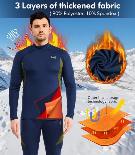 Vista 2 de romision Thermal Underwear for Men Long Johns Fleece Lined Hunting Gear Bottom Top Set Base Layer for Cold Weather XS-4XL