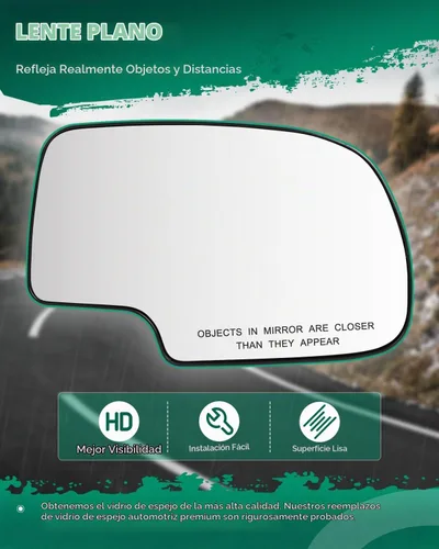Vista 5 de SCITOO Espejo lateral del pasajero de cristal apto para 1999-2003 para Chevy Silverado Pickup 2007 para Chevy Silverado Pickup 2000 para Chevy