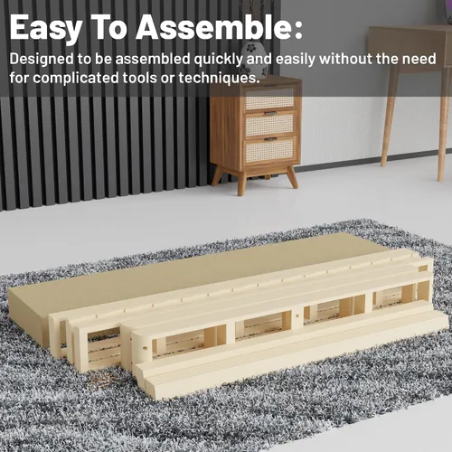 Vista 5 de Spring Coil, Somier de madera resistente de 8 pulgadas para soporte de colchón, base de madera natural duradera y fácil de montar, para cama