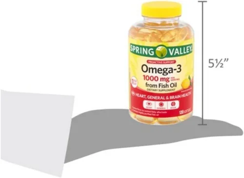Vista 4 de Spring Valley Omega-3 de aceite de pescado, 1000 mg, 120 unidades + adhesivo STS.