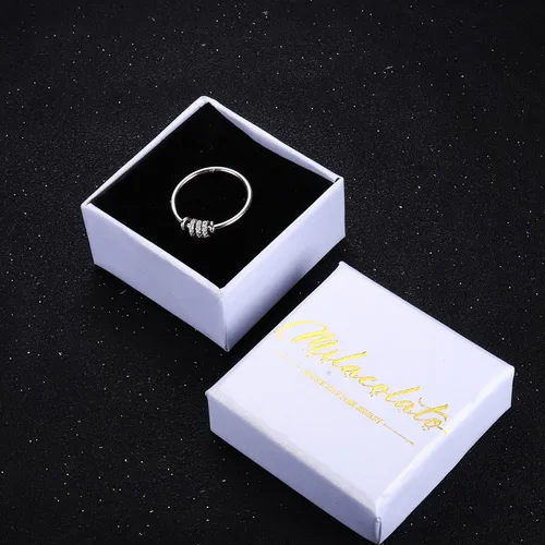 Vista 6 de Milacolato Anillo de plata de ley 925 antiansiedad para mujer, anillos de cuentas para ansiedad, mujeres y hombres, anillo giratorio para aliviar