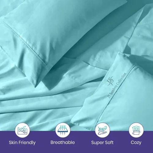 Vista 4 de CASA LINEN Alaskan King - Juego de sábanas de 4 piezas de 1000 hilos, juego de sábanas de lujo más suave de hasta 15 pulgadas de profundidad, 100%