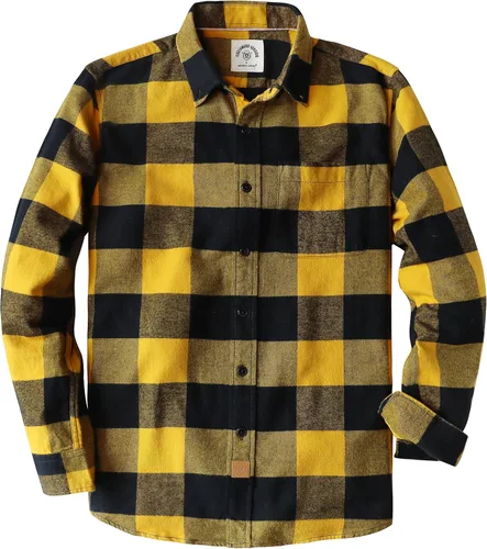 Vista 34 de Dubinik® Camisa de franela, para hombre, de manga larga, a cuadros, suave, 100% algodón, informal, con botones, ajuste regular Gris Negro