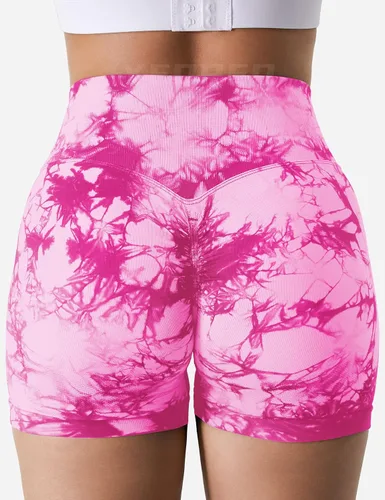 Vista 5 de YEOREO Pantalones cortos profesionales de entrenamiento para mujer, 3.6 pulgadas, pantalones cortos sin costuras, cintura alta, contorno, gimnasio