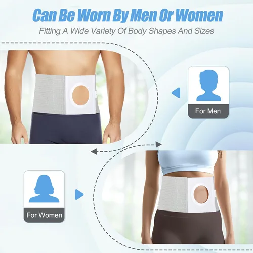 Vista 7 de Cinturón ajustable para hernia de ostomía – Cinturón de soporte de estoma transpirable para colostomía e ileostomía – Cuidado posoperatorio, apto
