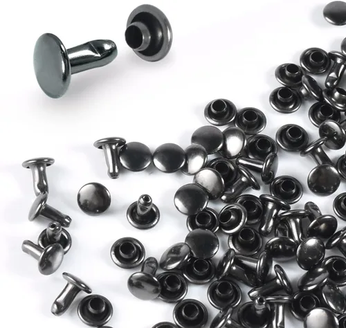 Vista 14 de 400 juegos de remaches para cuero, remaches de cuero de doble tapa redonda de 10 mm, remaches tubulares con punta para correa de bolso, llaveros