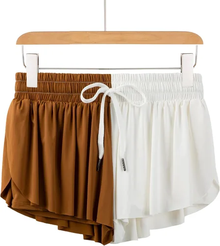 Vista 4 de Pantalones cortos atléticos fluidos para adolescentes, gimnasio, yoga, entrenamiento, correr, faldas de mariposa, lindas prendas de moda de verano