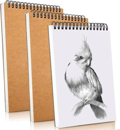 Vista 6 de Cuaderno de bocetos, papel de dibujo de 5.5 x 8.5 pulgadas, encuadernado en espiral, encuadernado (98 libras/5.64 oz/m²), paquete de 1, cuaderno