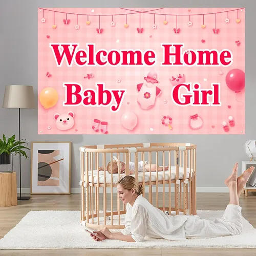 Vista 5 de Labakita Cartel de bienvenida a casa para niña, cartel de bienvenida a casa para nueva niña, cartel de bienvenida para niña nueva, letrero de baby