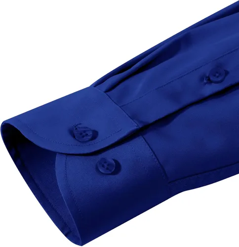 Vista 11 de Alimens & Gentle Camisas de vestir para hombre, manga larga, elásticas, sin arrugas, con botones