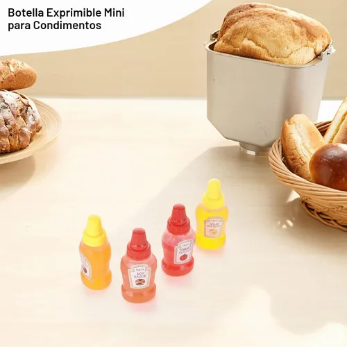Vista 6 de Jspupifip - 4 mini botellas de ketchup de 0.8 onzas líquidas, mini botellas exprimibles para condimentos