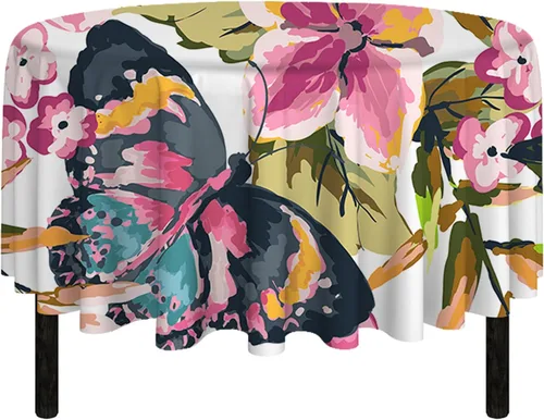 Vista 27 de Pomp - Mantel premium de poliéster con estampado abstracto de 52 x 52 pulgadas cuadradas Tela de fácil cuidado, resistente a arrugas y manchas
