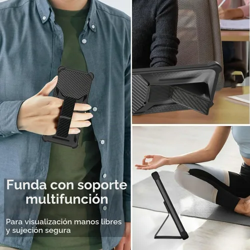 Vista 2 de bojioderf Funda compatible con Vortex J24 - Funda híbrida con protector de pantalla de vidrio templado, soporte plegable magnético, antihuellas