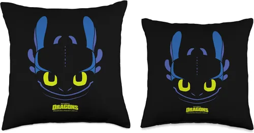 Vista 3 de DreamWorks Dragons Toothless Night Fury - Almohada para disfraz de cara grande, 16 x 16 pulgadas, multicolor