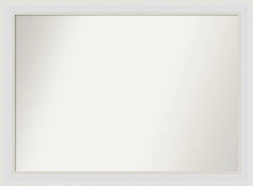 Vista 47 de Amanti Art Espejo de baño blanco para sobre el fregadero, 24 x 26 pulgadas, espejo rectangular blanco y blanco, marco de madera contemporáneo
