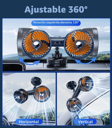 Vista 5 de Ventilador con batería recargable de 4000 mAh para la pared del Naranja