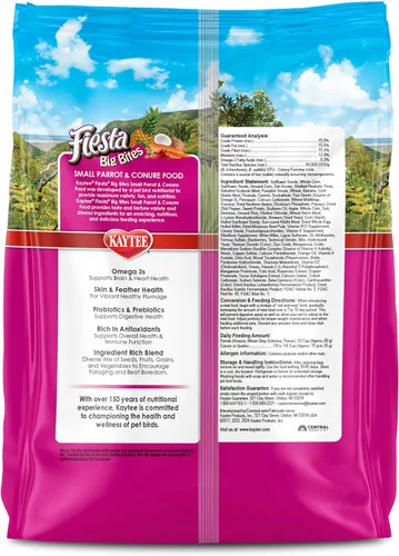 Vista 12 de Kaytee Fiesta Big Bites Small Parrot & Conure - Alimento nutritivo y divertido, apoya la piel, las plumas, la digestión, la salud del cerebro
