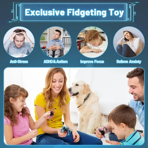 Vista 5 de 8 piezas de juguetes Fidget Spinner transformables para niños y adultos, robot transformable de cadena, spinner, juguetes giratorios de punta