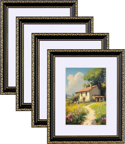 Vista 44 de eletecpro 8x10 Vintage Picture Frame, Glass Cover, Gold, 4-Pack Dorado