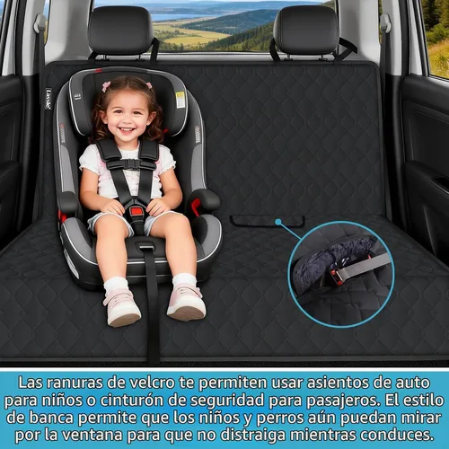 Vista 2 de Lassie Funda de asiento trasero de automóvil para perros y niños con Negro