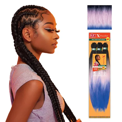 Vista 11 de Sensationnel X-Pression - Trenzas sintéticas prestiradas, 3 unidades, 58 pulgadas, negro azabache 1 Cabello trenzado, Kanekalon, ignífugo