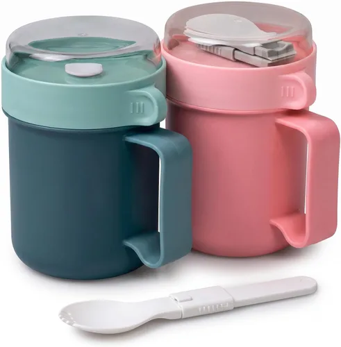 Vista 11 de MATICAN Taza de sopa para microondas con tapa, recipiente para sopa con tapa para fideos ramen, sopa, bebidas, apto para microondas, incluye Gris