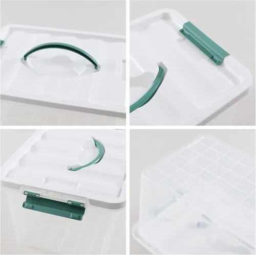 Vista 3 de Paquete de 6 cajas de almacenamiento de 14 cuartos de galón, contenedor de plástico transparente con asa Se utiliza para cocina, dormitorio