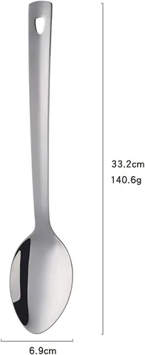 Vista 6 de dongbo - Juego de 6 cucharas para servir bufé de acero inoxidable de 13 pulgadas con mango largo para catering, color plateado
