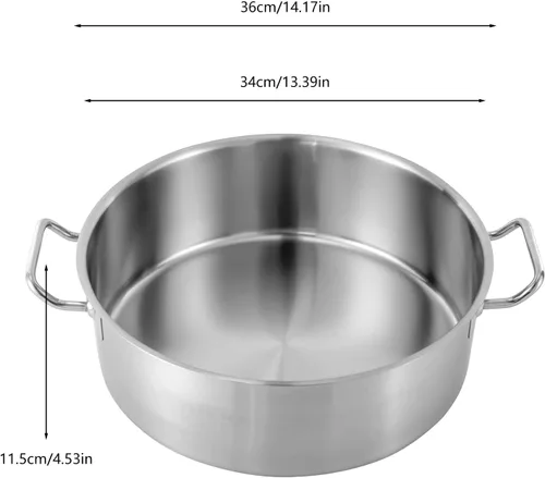 Vista 4 de Olla de acero inoxidable de 11 cuartos de galón con tapa, utensilios de cocina gruesos, olla de sopa de inducción resistente, olla grande