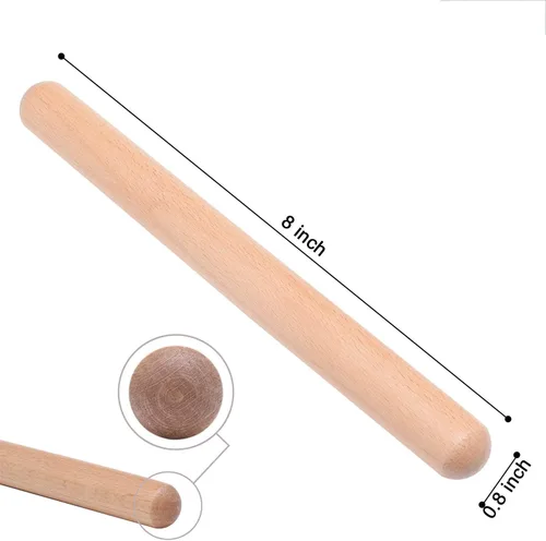 Vista 3 de 4 piezas de set de percusión de mano musical, incluye 1 par de palos de ritmo de 8 pulgadas, claves de madera y 1 par de maracas de huevo de madera