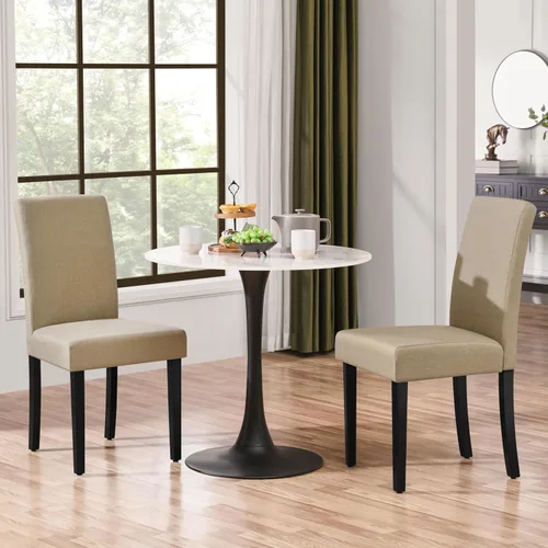 Vista 8 de Yaheetech Juego de 2 Sillas de Comedor de Tela Tapizada Parson Sillas de Cocina con Asiento Acolchado y Patas de Madera Maciza para Caqui