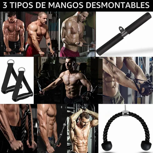 Vista 4 de Sistema de polea de cable de peso, accesorios de polea de entrenamiento LAT y elevación para gimnasio, sistema de polea de entrenamiento de tríceps